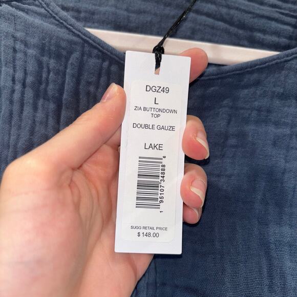 Michael Stars NWT Double Gauze Zia Button Down Top - Lake Blue - Size Large - Picture 13 of 15